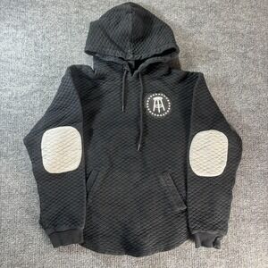 Barstool Sports Hoodie Mens XL Black Quilted Pullover Elbow Patches Pocket